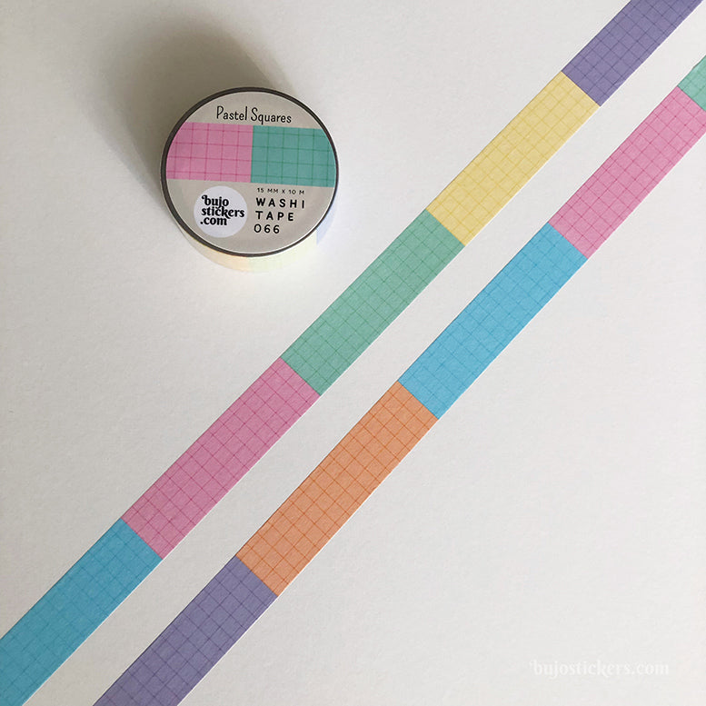 Washi tape 066 • Pastel squares • 15 mm x 10 m