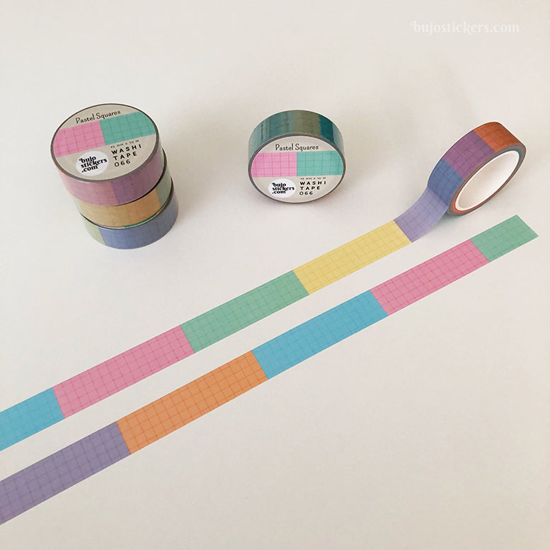 Washi tape 066 • Pastel squares • 15 mm x 10 m