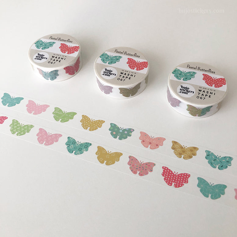 Washi tape 067 • Pastel Butterflies • 15 mm x 10 m