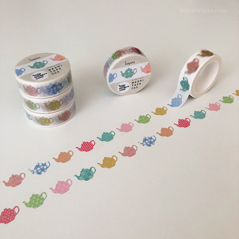 Washi tape 069 • Teapots • 15 mm x 10 m