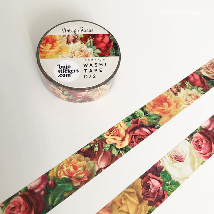 Washi tape 072 • Vintage Roses • 15 mm x 10 m