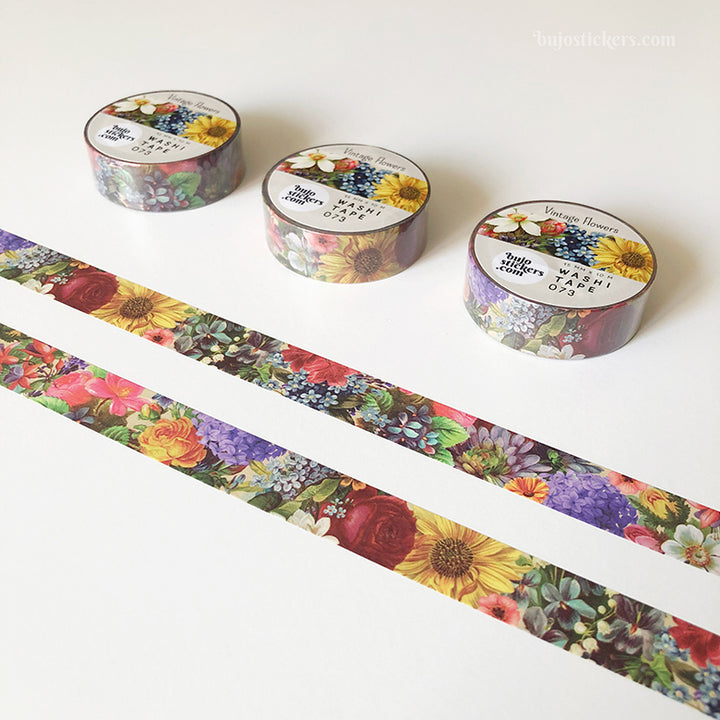 Washi tape 073 • Vintage Flowers • 15 mm x 10 m