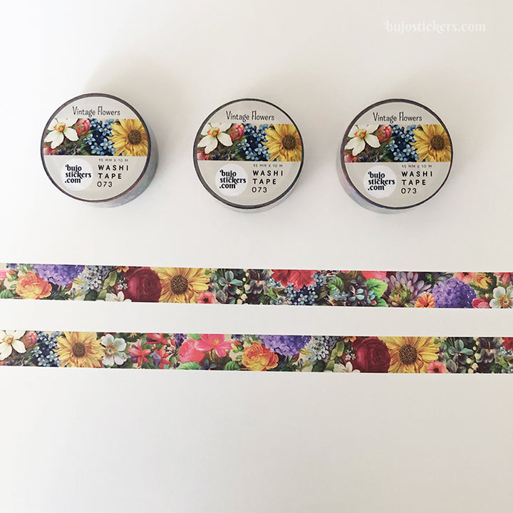 Washi tape 073 • Vintage Flowers • 15 mm x 10 m