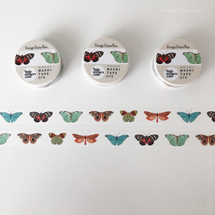Washi tape 075 • Vintage Butterflies • 15 mm x 10 m