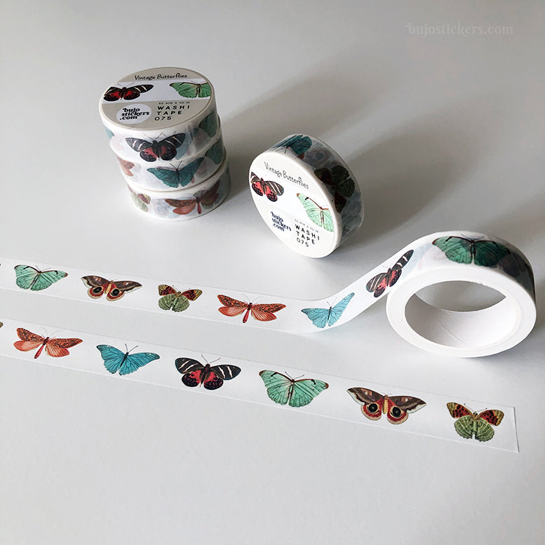 Washi tape 075 • Vintage Butterflies • 15 mm x 10 m
