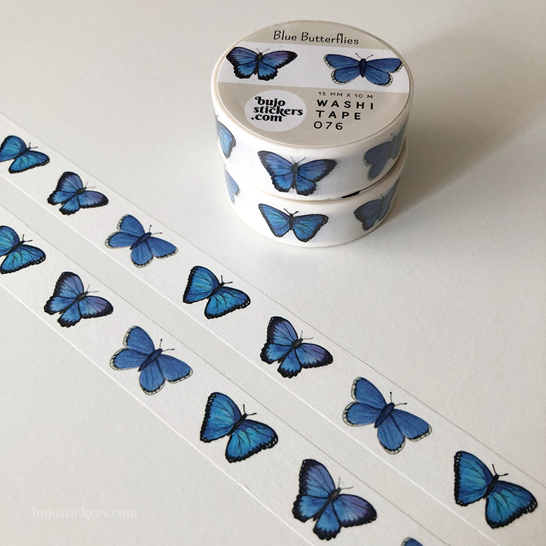 Washi tape 076 • Blue Butterflies • 15 mm x 10 m