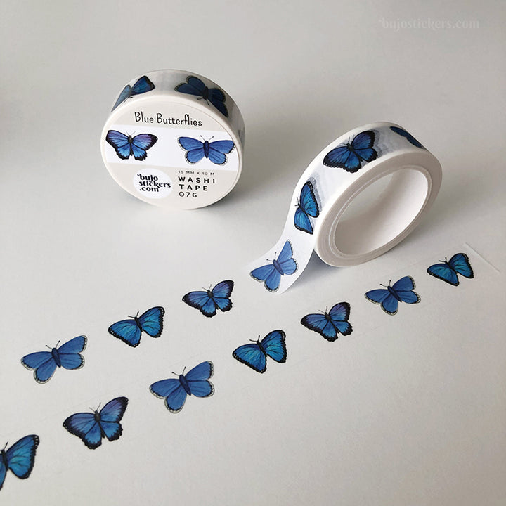 Washi tape 076 • Blue Butterflies • 15 mm x 10 m