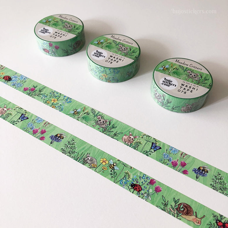Washi tape 078 • Meadow Critters • 15 mm x 10 m