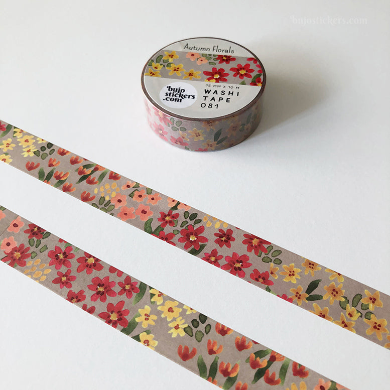 Washi tape 081 • Autumn florals • 15 mm x 10 m