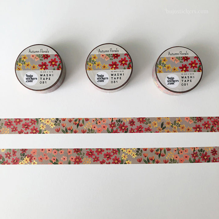 Washi tape 081 • Autumn florals • 15 mm x 10 m
