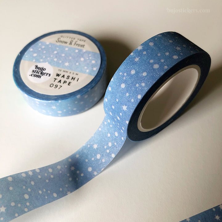 Washi tape 097 • Glitter tape Snow & Frost • 15 mm x 5 m