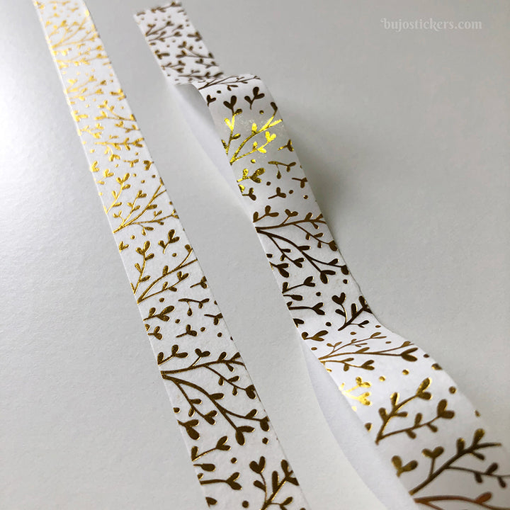 Washi tape 098 • Gold foliage • 15 mm x 10 m
