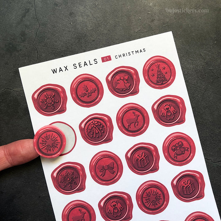 Wax seals 01 - Christmas/Holiday symbols - Matte stickers