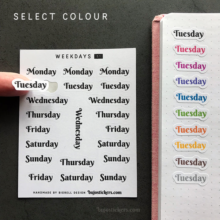 Weekdays 51 • 11 colour options
